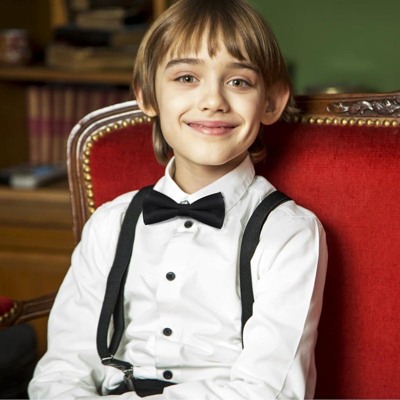 Eshwb Kids Bow Tie, Classic Solid Color Pre-Tied Bow Tie Adjustable Neck Bowtie for Boys Wedding Parties - Image 4